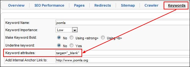 RSSeo! keyword attributes - target